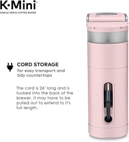Single Serve K-Cup Pod Coffee Maker, 6 to 12oz Brew size, with Cord Storage,Dusty Rose