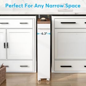 Slim Storage Cart, Rolling Narrow Kitchen Cart on Wheels for Small Place, 4-Tier Slide Out Slim Utility Cart Skinny Laundry Cart with Handle