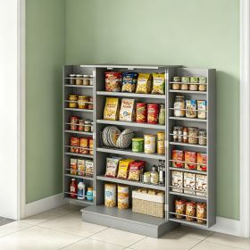 Freestanding Kitchen Pantry Cabinet, Kitchen Cabinet with 12 Door Shelves