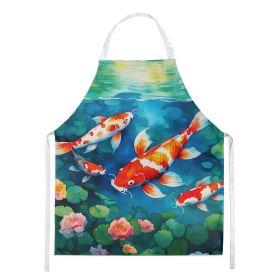 Koi Fish Apron Cooking Kitchen Server Baking Crafts Gardening for Adult Women Men, Unisex, Large, Multicolor (Default: Default)