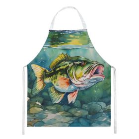 Largemouth Bass Apron Cooking Kitchen Server Baking Crafts Gardening for Adult Women Men, Unisex, Large, Multicolor (Default: Default)