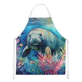 Manatee Apron Cooking Kitchen Server Baking Crafts Gardening for Adult Women Men, Unisex, Large, Multicolor (Default: Default)